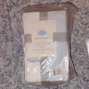 Cloud Island Blue and White Crib Sheets